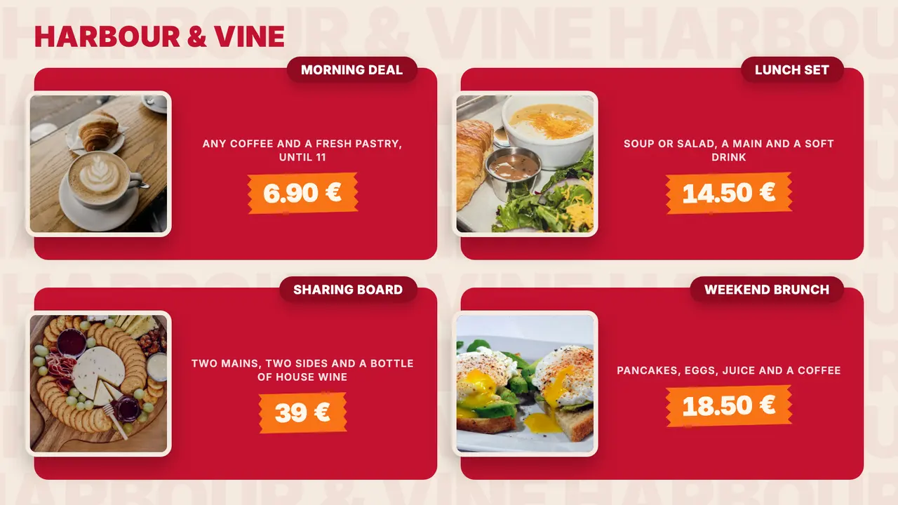 Menu board design — Cards for deals and offers