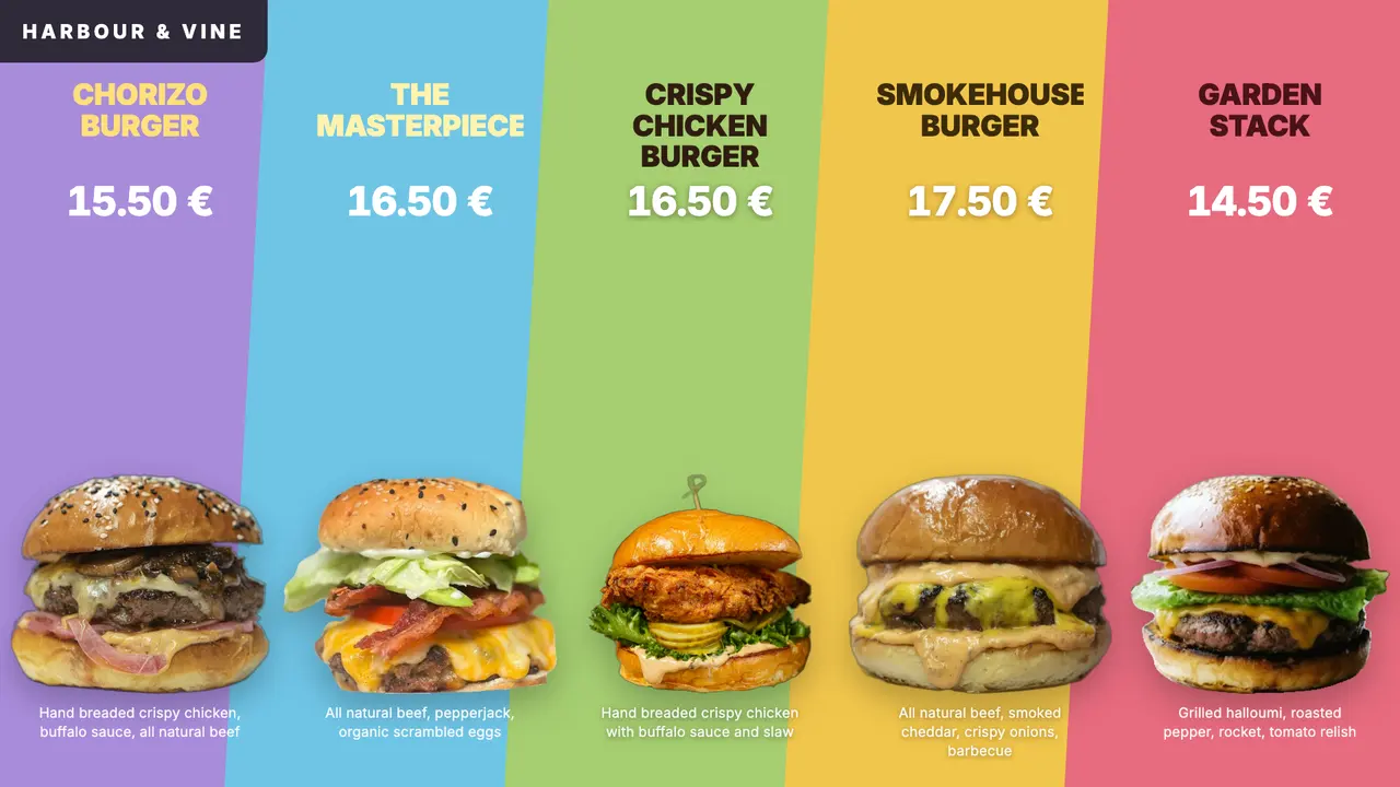 Menu board design — A colour band behind every dish